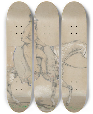 Triptych art skateboard deck of Friedrich Carl Von Scheidlin Rider by Friedrich Carl Von Scheidlin (1822-1913)