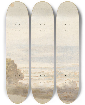 Triptych art skateboard deck of Benjamin West Windsor Great Park From The Castle Terrace by Benjamin West (1738-1820)