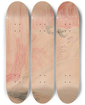 Triptych art skateboard deck of James Ensor Ensors Mother Sleeping by James Ensor (1860-1949)