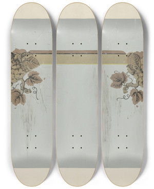 Triptych art skateboard deck of Gene Luedke Window Shade by Gene Luedke