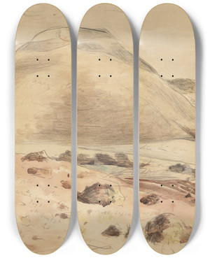 Triptych art skateboard deck of Paul Nash Silbury Hill by Paul Nash (1889-1946)