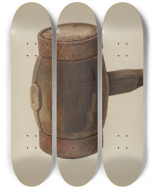 Triptych art skateboard deck of Eugene Bartz Chalking Mallet by Eugene Bartz