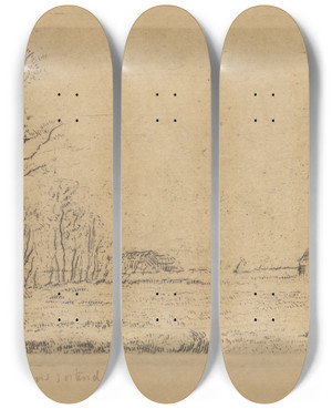 Triptych art skateboard deck of James Ensor De Zoom Van Het Bosje Te Oostende by James Ensor (1860-1949)