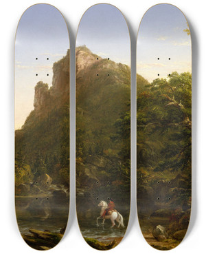 Triptych art skateboard deck of Thomas Cole The Mountain Ford by Thomas Cole (1801-1848)