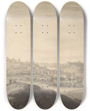 Triptych art skateboard deck of Thomas Hearne Edinburgh by Thomas Hearne (1744-1817)