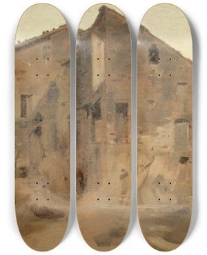 Triptych art skateboard deck of Jeanjacques Henner Masure Dans La Campagne De Rome by Jean-Jacques Henner (1829-1905)
