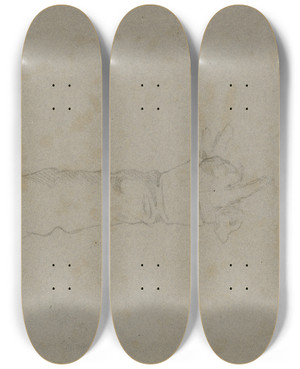 Triptych art skateboard deck of Moritz Von Schwind Herabhngender Arm In Der Hand Ein Handschuh Zum Portrt Des Freiherrn Von Blittersdorff by Moritz Von Schwind (1804-1871)