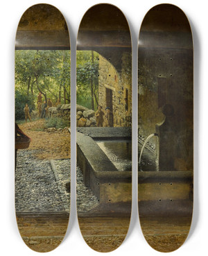 Triptych art skateboard deck of Luigi Monteverde The Prank by Luigi Monteverde