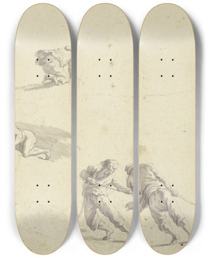 Triptych art skateboard deck of Joseph Vernet Staffagen Fr Einen Schiffbruch by Joseph Vernet