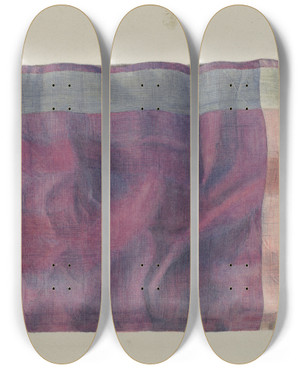 Triptych art skateboard deck of Elizabeth Moutal Shaker Silk Kerchief by Elizabeth Moutal