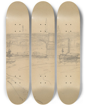Triptych art skateboard deck of David Roberts From London Bridge by David Roberts (1796-1864)