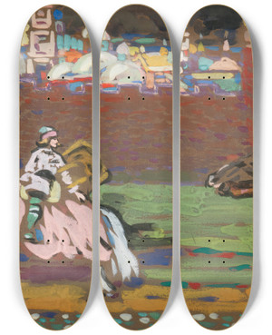 Triptych art skateboard deck of Wassily Kandinsky Crusaders by Wassily Kandinsky (1866-1944)