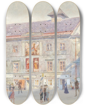 Triptych art skateboard deck of Carl Mller Sulkowskitheater by Carl Muller (1818-1893)
