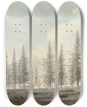Triptych art skateboard deck of John Robert Cozens In The Tyrol_1 by John Robert Cozens (1752-1797)
