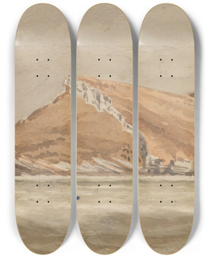 Triptych art skateboard deck of William Marshall Cooper Curious Cliff Near Cape Farewell by William Marshall Cooper (1833-1921)