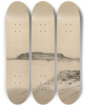 Triptych art skateboard deck of David Young Cameron Drumadoon by David Young Cameron (1865-1945)