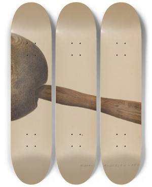 Triptych art skateboard deck of Alexander Anderson Saddlers Mallet by Alexander Anderson