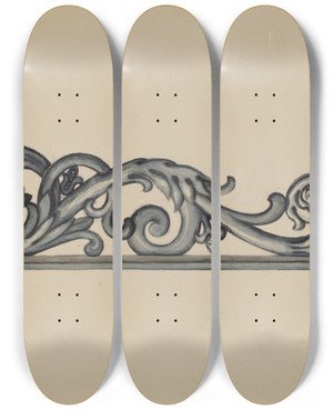 Triptych art skateboard deck of Albert Eyth Iron Bracket by Albert Eyth (20-)
