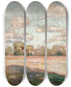 Triptych art skateboard deck of Jan Stanislawski Landscape_1 by Jan Stanislawski (1860-1907)