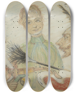 Triptych art skateboard deck of James Ensor Ensor En Generaal Leman by James Ensor (1860-1949)