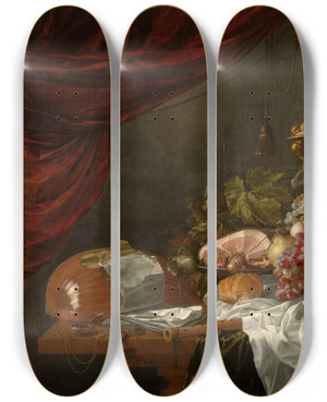 Triptych art skateboard deck of Pieter De Ring Still Life by Pieter de Ring (1615-1660)