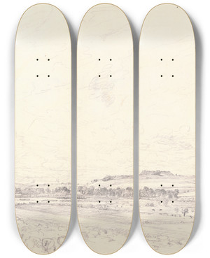 Triptych art skateboard deck of John Constable Old Sarum At Noon by John Constable (1776-1837)