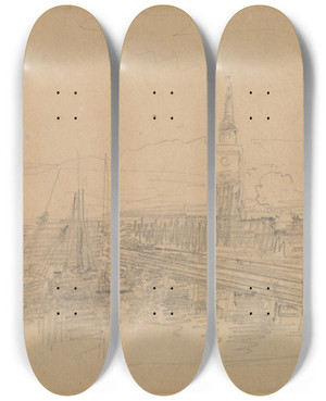 Triptych art skateboard deck of David Roberts Inverness by David Roberts (1796-1864)