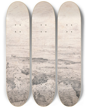 Triptych art skateboard deck of John Constable View From Old Sarum by John Constable (1776-1837)
