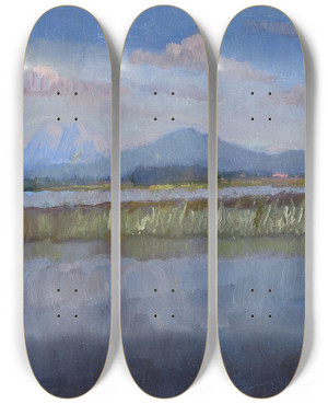Triptych art skateboard deck of Julius Exter Chiemseeufer by Julius Exter (1863-1939)