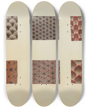 Triptych art skateboard deck of Catherine Fowler Swatches by Catherine Fowler