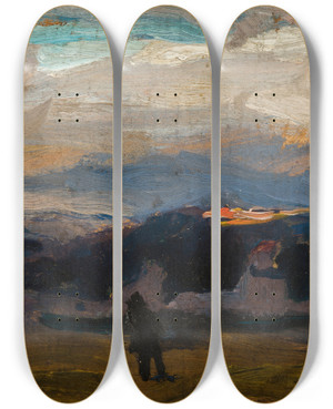 Triptych art skateboard deck of Jan Stanislawski Clouds Zakopane by Jan Stanislawski (1860-1907)