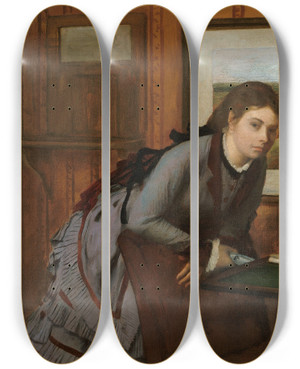 Triptych art skateboard deck of Edgar Degas Sulking by Edgar Degas (1834-1917)