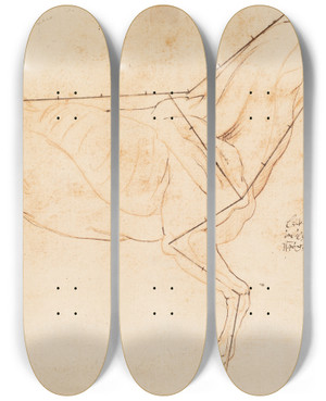 Triptych art skateboard deck of Willem Panneels Anatomisk Og Proportionsstudie En Hest_2 by Willem Panneels (1600-1634)