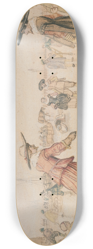 Hendrick Avercamp - A Winter Scene with Two Gentlemen Playing Colf 8.25 inch art skate deck