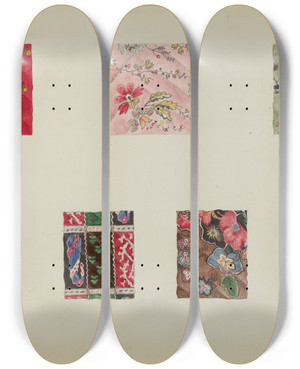 Triptych art skateboard deck of Henry Granet Patchwork Quilt by Henry Granet