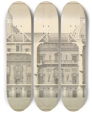 Triptych art skateboard deck of Isaac Ware Transverse Section Houghton Hall Norfolk by Isaac Ware (1704-1766)