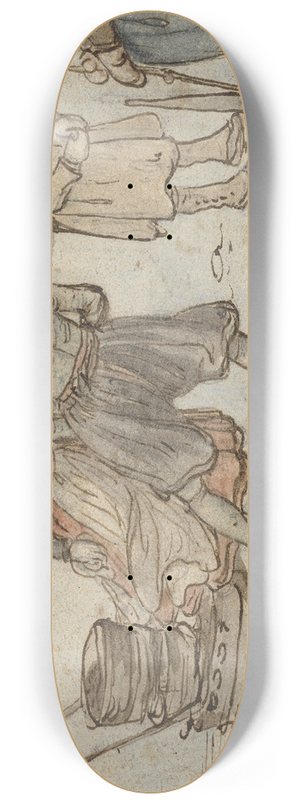 Hendrick Avercamp - Skaters on the Ice, a Man Pushing a Sledge and a Kolf-player 8.25 inch art skate deck