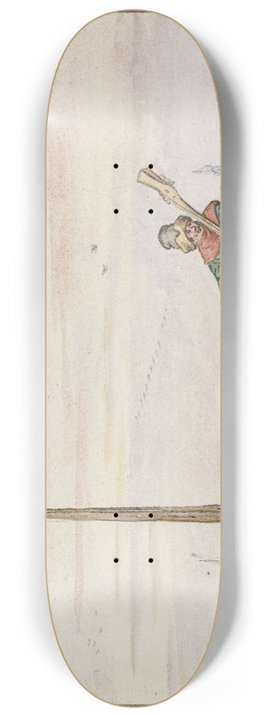 Hendrick Avercamp - Winter Landscape with a Duck Hunter with Game in his Belt and his Gun over his Shoulder on the Bank of a Frozen River 8.25 inch art skate deck Hendrick Avercamp - Winter Landscape with a Duck Hunter with Game in his Belt and his Gun over his Shoulder on the Bank of a Frozen River 8.25 inch art skate deck