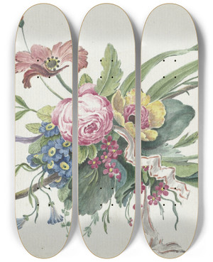 Triptych art skateboard deck of Catharina Wilhelmina Schweickhardt Bloemstuk by Catharina Wilhelmina Schweickhardt (1776-1830)