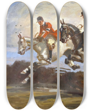 Triptych art skateboard deck of Angelo Jank Ber Die Hrden by Angelo Jank (1868-1940)