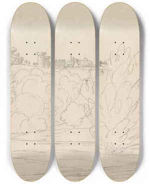 Triptych art skateboard deck of Henry Swinburne Above Tivoli by Henry Swinburne (1743-1803)