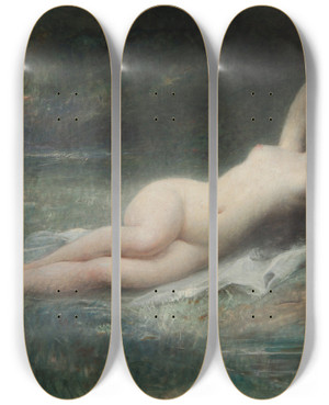 Triptych art skateboard deck of Henri Adrien Tanoux Nude by Henri Adrien Tanoux (1865-1923)