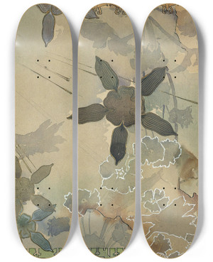 Triptych art skateboard deck of Augusto Giacometti Stylised Plants Study by Augusto Giacometti (1877-1947)