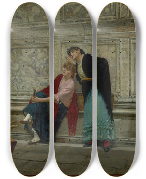 Triptych art skateboard deck of Dominik Skuteck Improvised Workshop by Dominik Skutecky (1849-1921)
