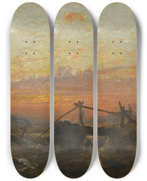 Triptych art skateboard deck of Francis Danby The Broken Bridge by Francis Danby (1793-1861)