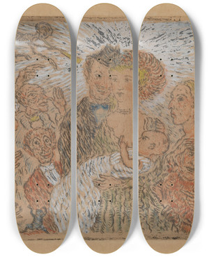 Triptych art skateboard deck of James Ensor Envy by James Ensor (1860-1949)
