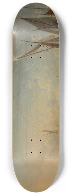 Hendrick Jacobsz. Dubbels - Ships in a calm at sunset 8.25 inch art skate deck