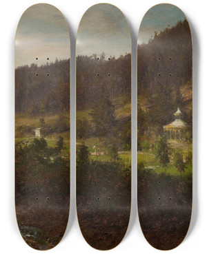 Triptych art skateboard deck of Wojciech Gerson Submontane Landscape by Wojciech Gerson (1831-1901)