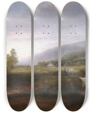 Triptych art skateboard deck of Thomas Doughty Spring Landscape by Thomas Doughty (1793-1856)
