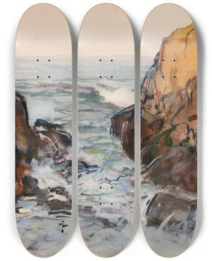Triptych art skateboard deck of Howard Russell Butler Untitled Iv by Howard Russell Butler (1856-1934)
